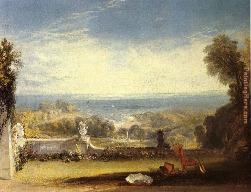 Joseph Mallord William Turner View from the Terrace of a Villa at Niton, Isle of Wight from sketches by a lady